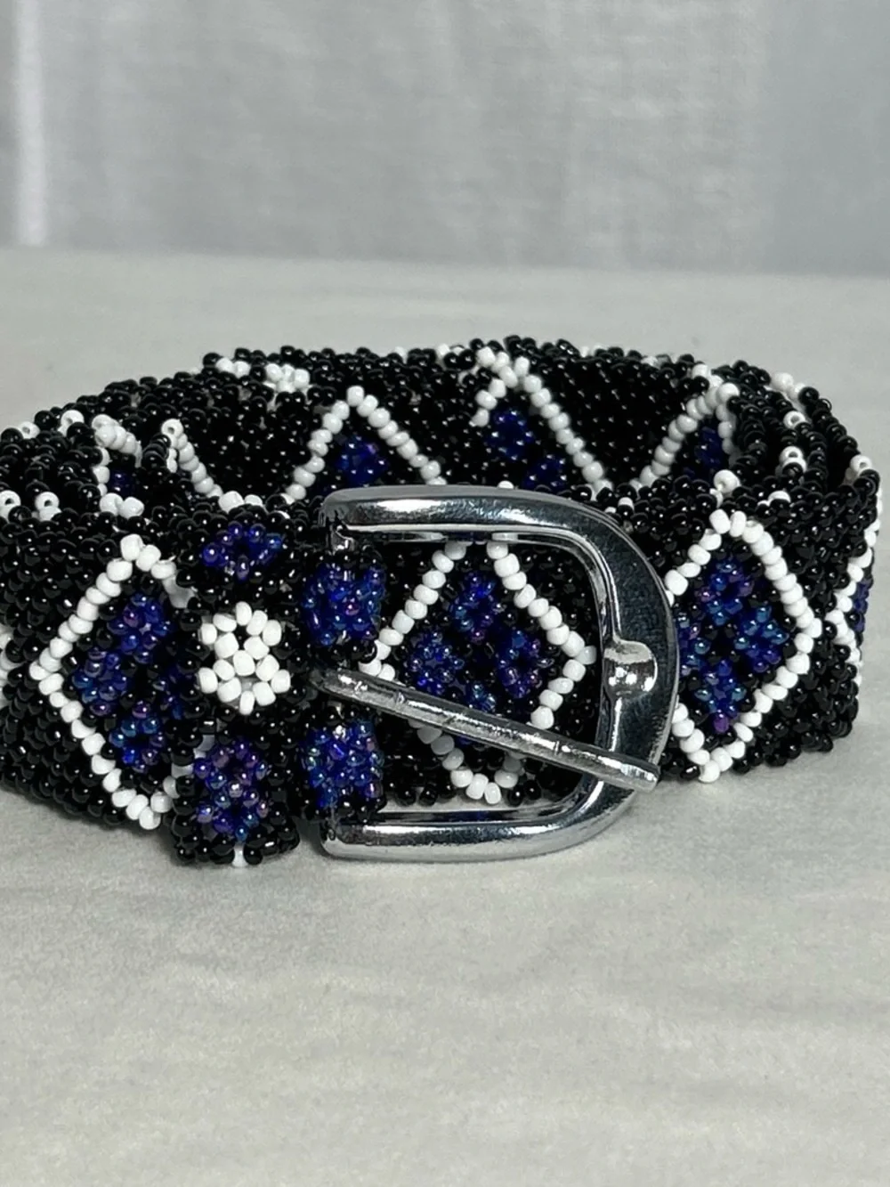 Handmade | Beaded Southwestern Style | Belt | Silver Buckle